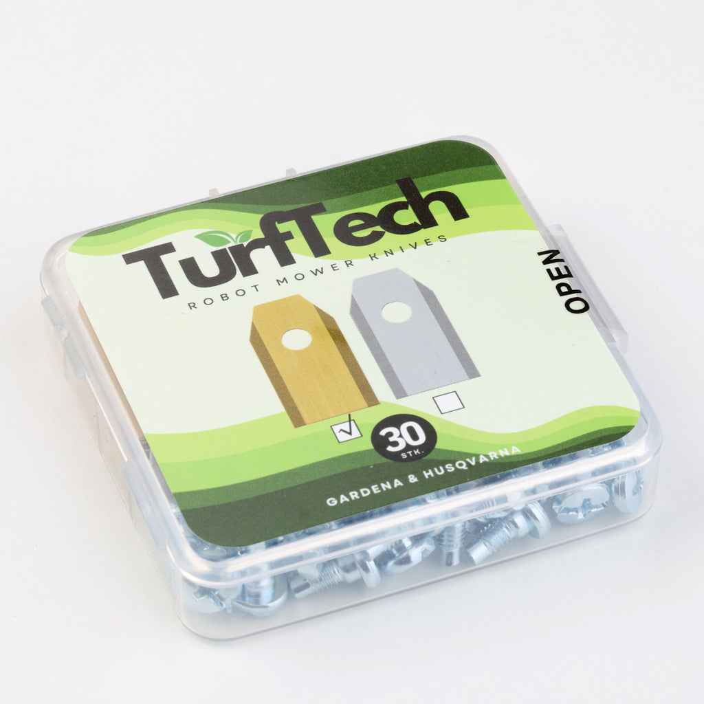 30pk Titanbelagte kniver til Gardena, Husqvarna, Segway, McCulloch & Cramer